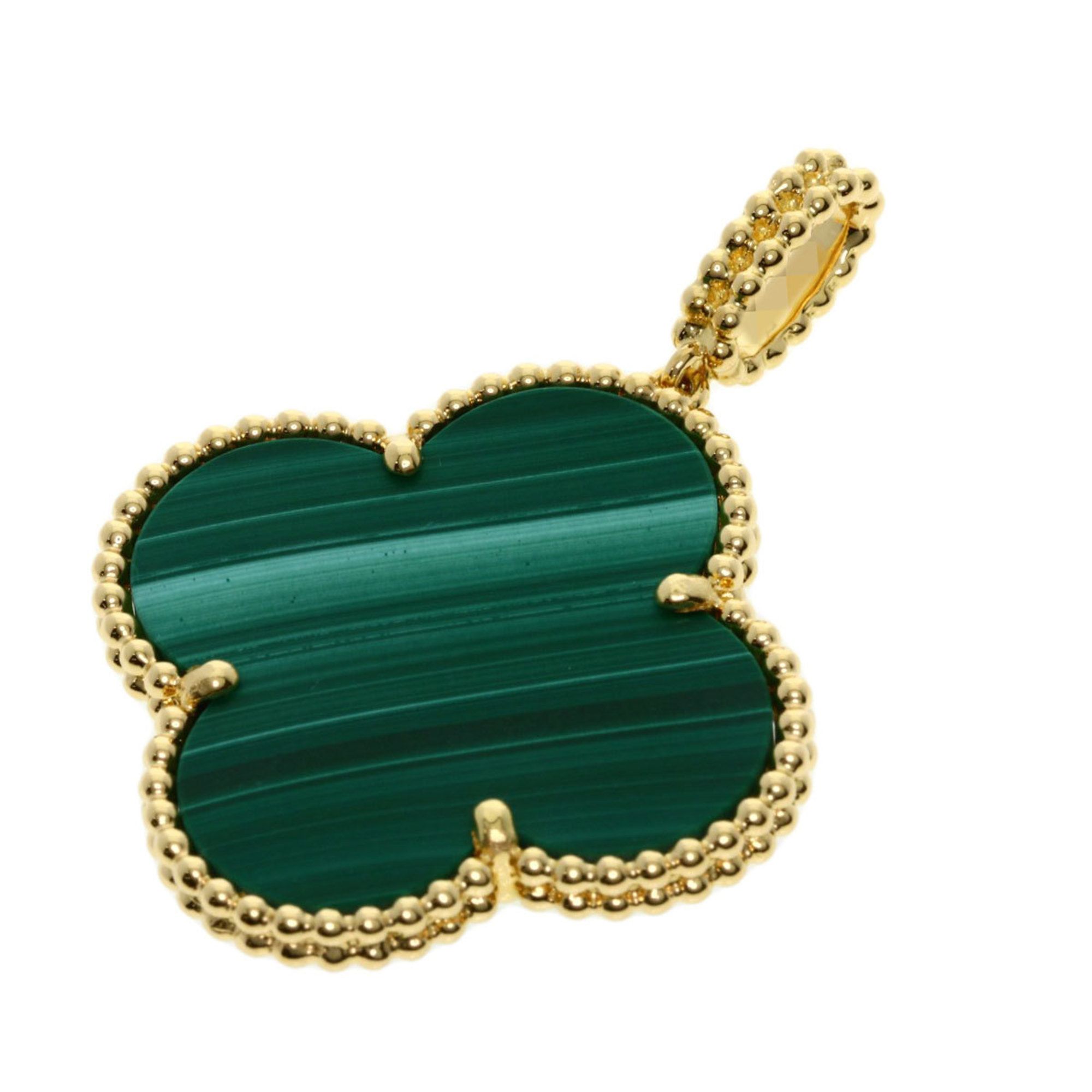 Van Cleef & Arpels Magic Alhambra Malachite Pendant Top in 18K Yellow Gold for Women.