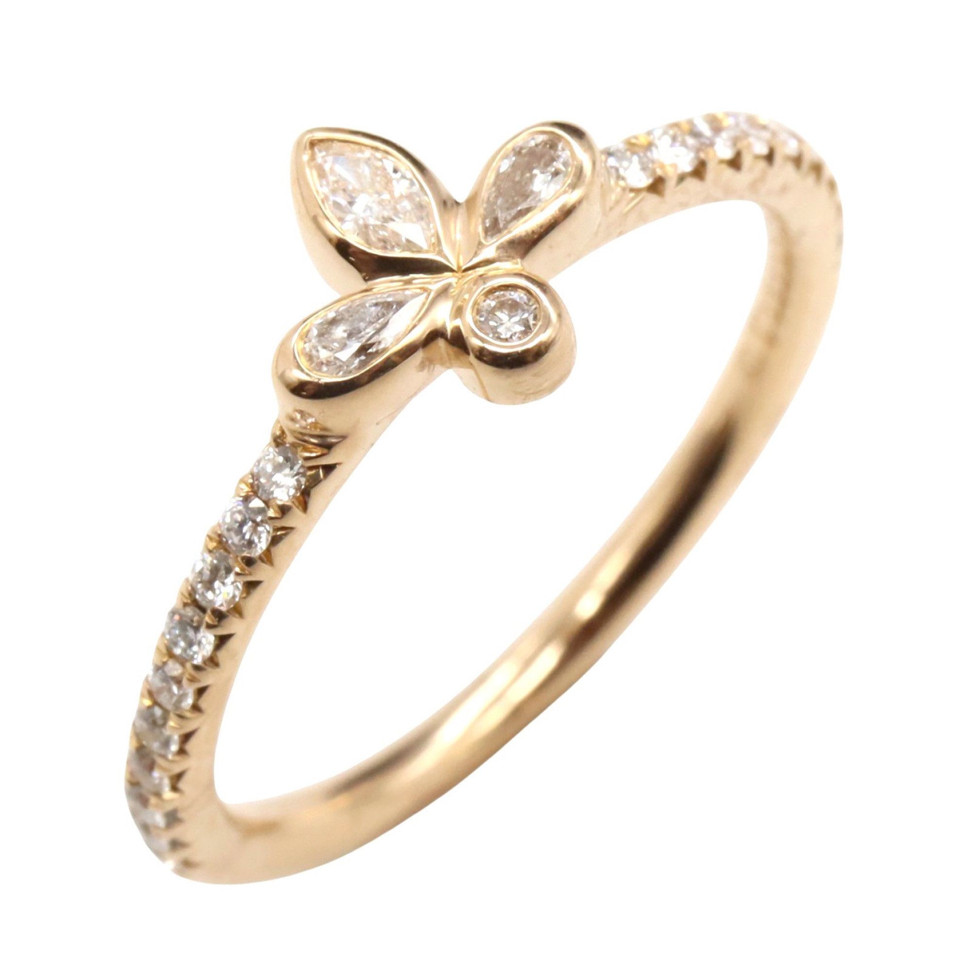 Tiffany & Co. Fleur-de-Lis Diamond Ring, 18K Pink Gold (KPPG) with Diamonds, Clear, for Women