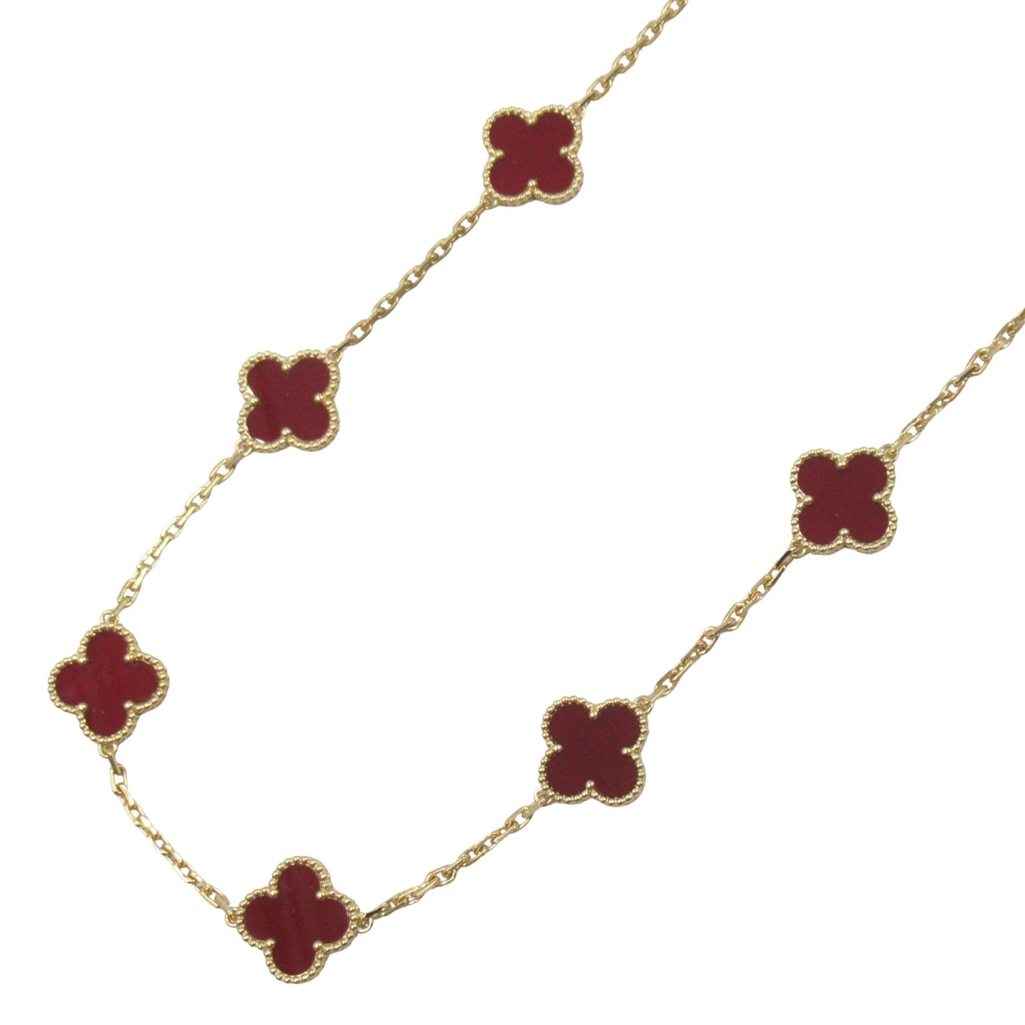 Van Cleef & Arpels Vintage Alhambra 20-Motif Long Necklace in 18K Yellow Gold with Carnelian and Red