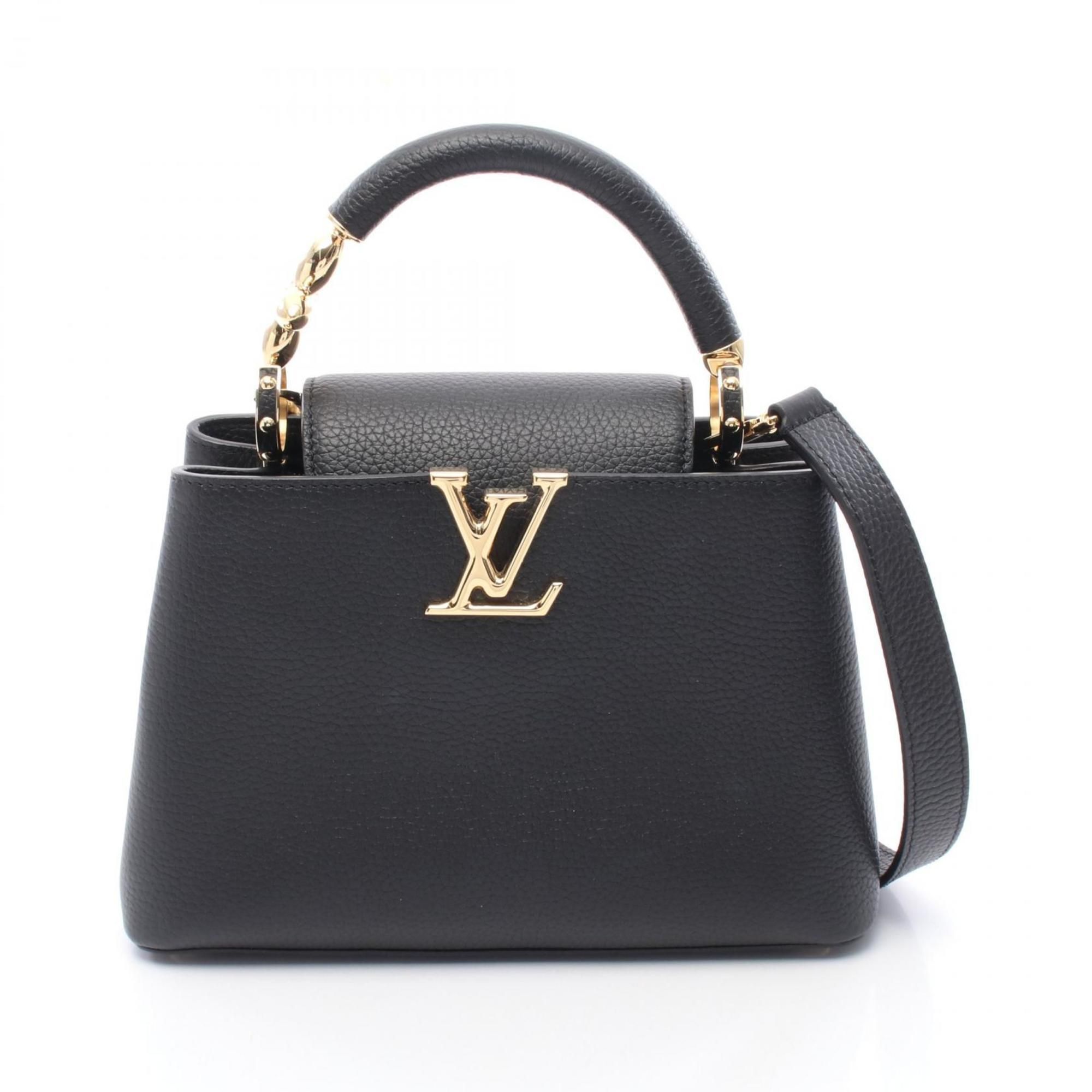 Louis Vuitton Capucines BB Handbag, Leather Parnassus, Women's, Black, M24698