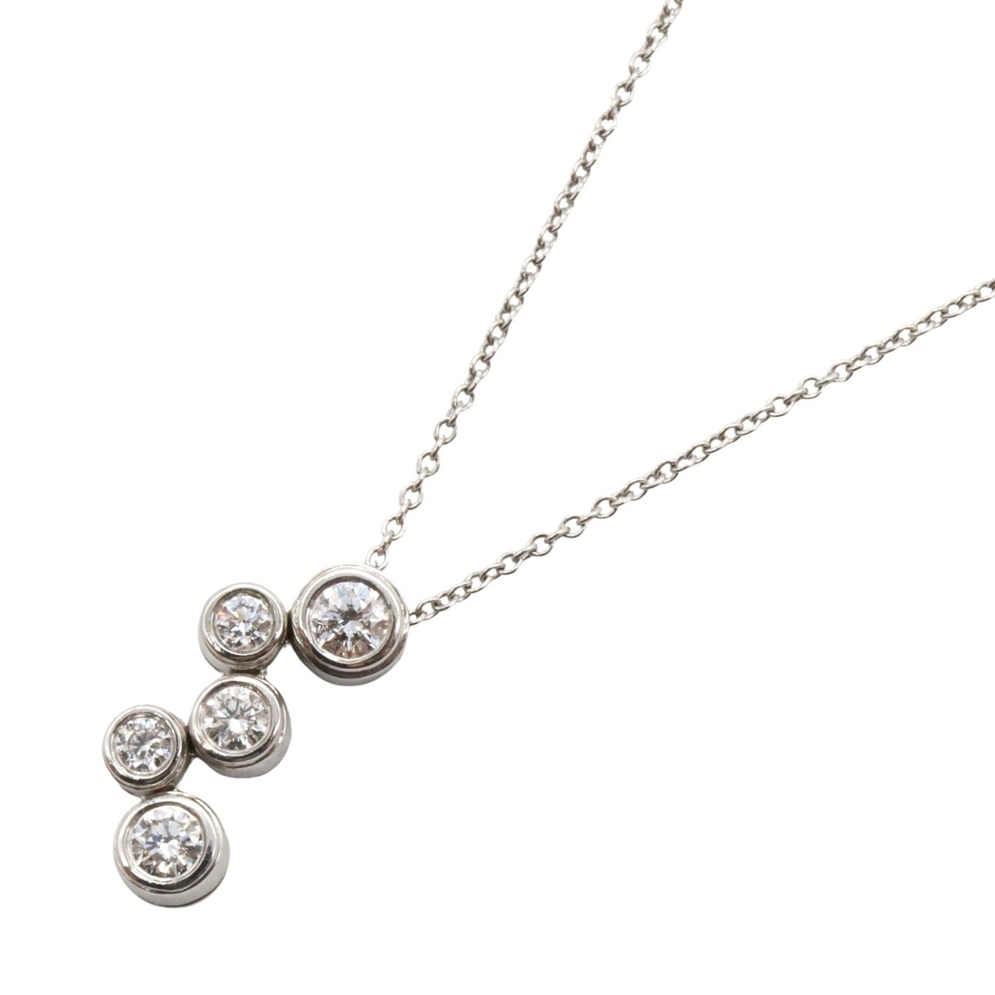 Tiffany & Co. Bubble Diamond Necklace, Pt950 Platinum, Diamond, Women's, Clear