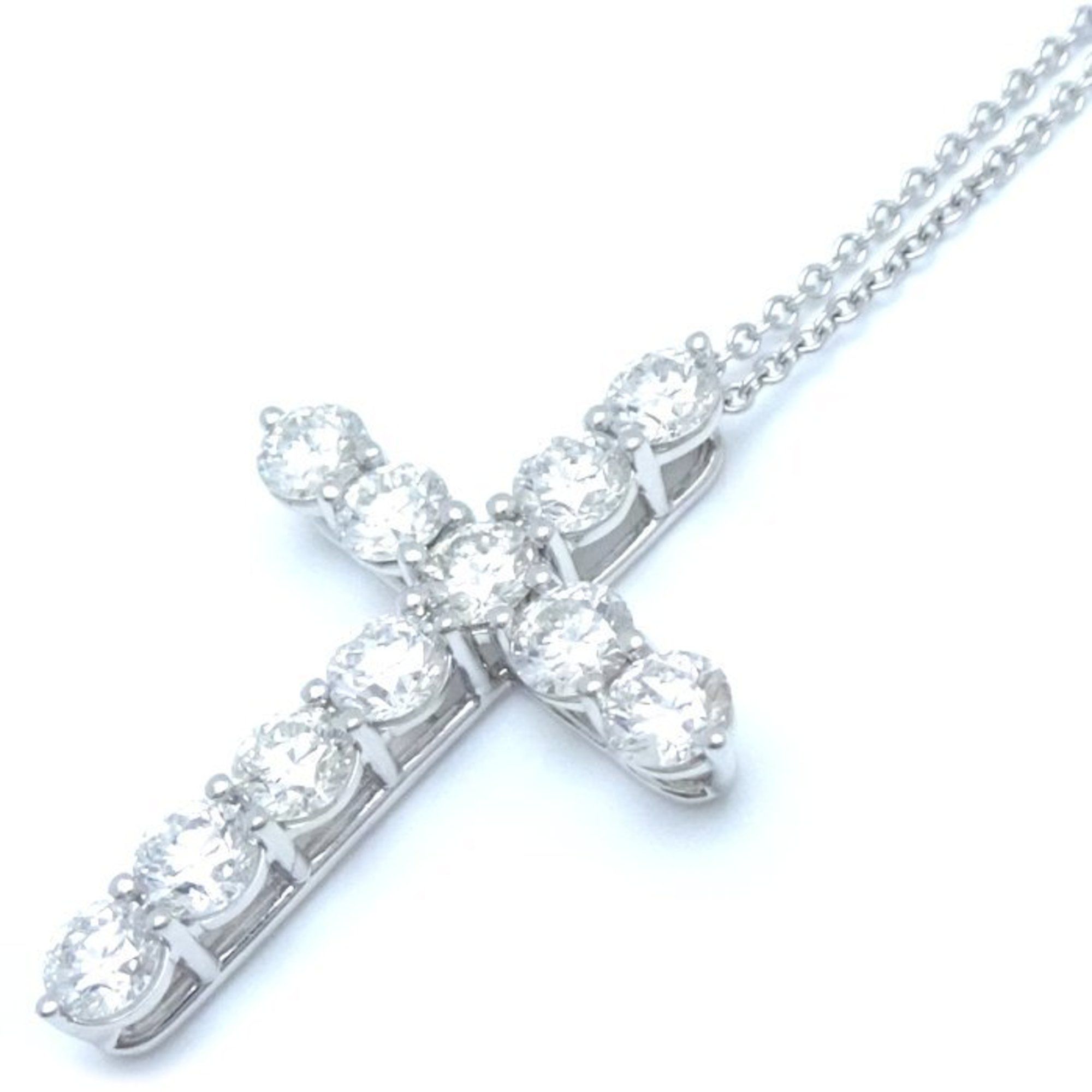 TIFFANY&Co. Tiffany Large Cross Necklace 11 Diamonds Pt950 Platinum 292999