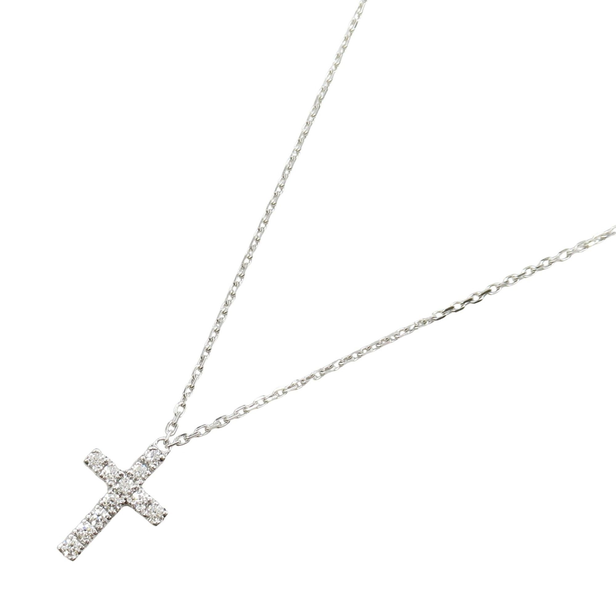 Cartier Diamond Cross Necklace 18KWG (White Gold) Ladies Clear