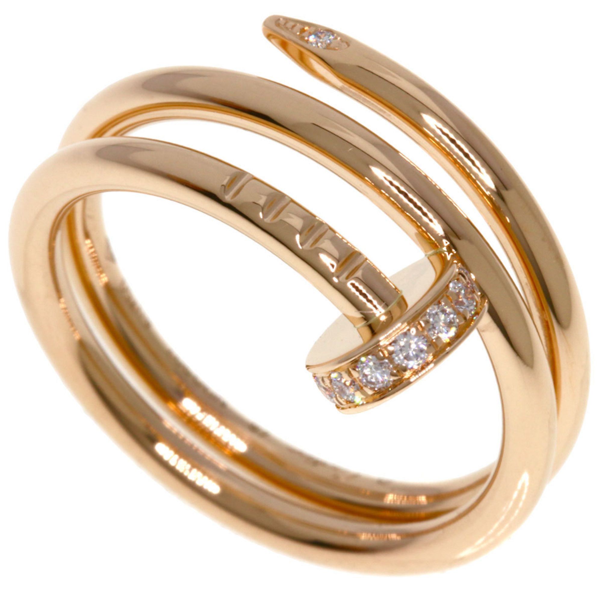 Cartier Juste Uncre Double Diamond #48 Ring, 18K Pink Gold, Women's, CARTIER
