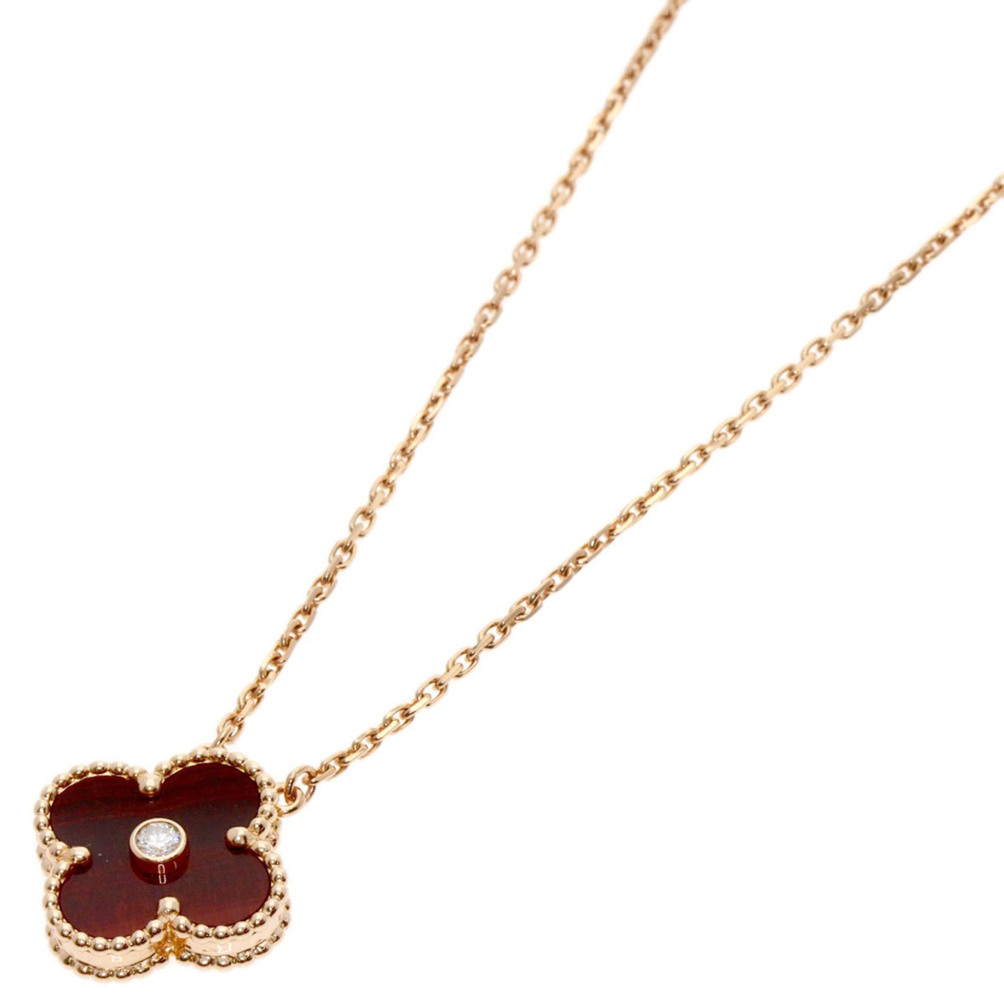Van Cleef & Arpels Alhambra Bullseye Diamond Necklace in 18K Pink Gold for Women.