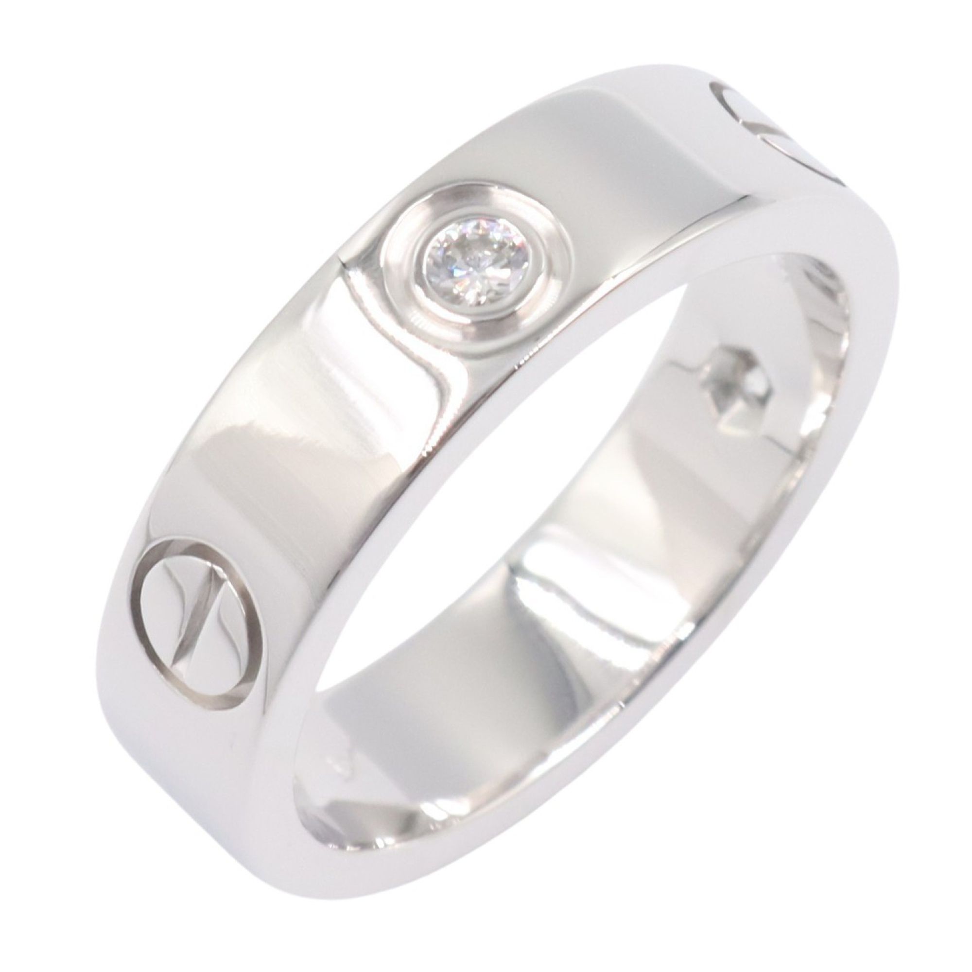 Cartier Love Ring 3PD, 18K White Gold with Diamonds, Clear, for Women