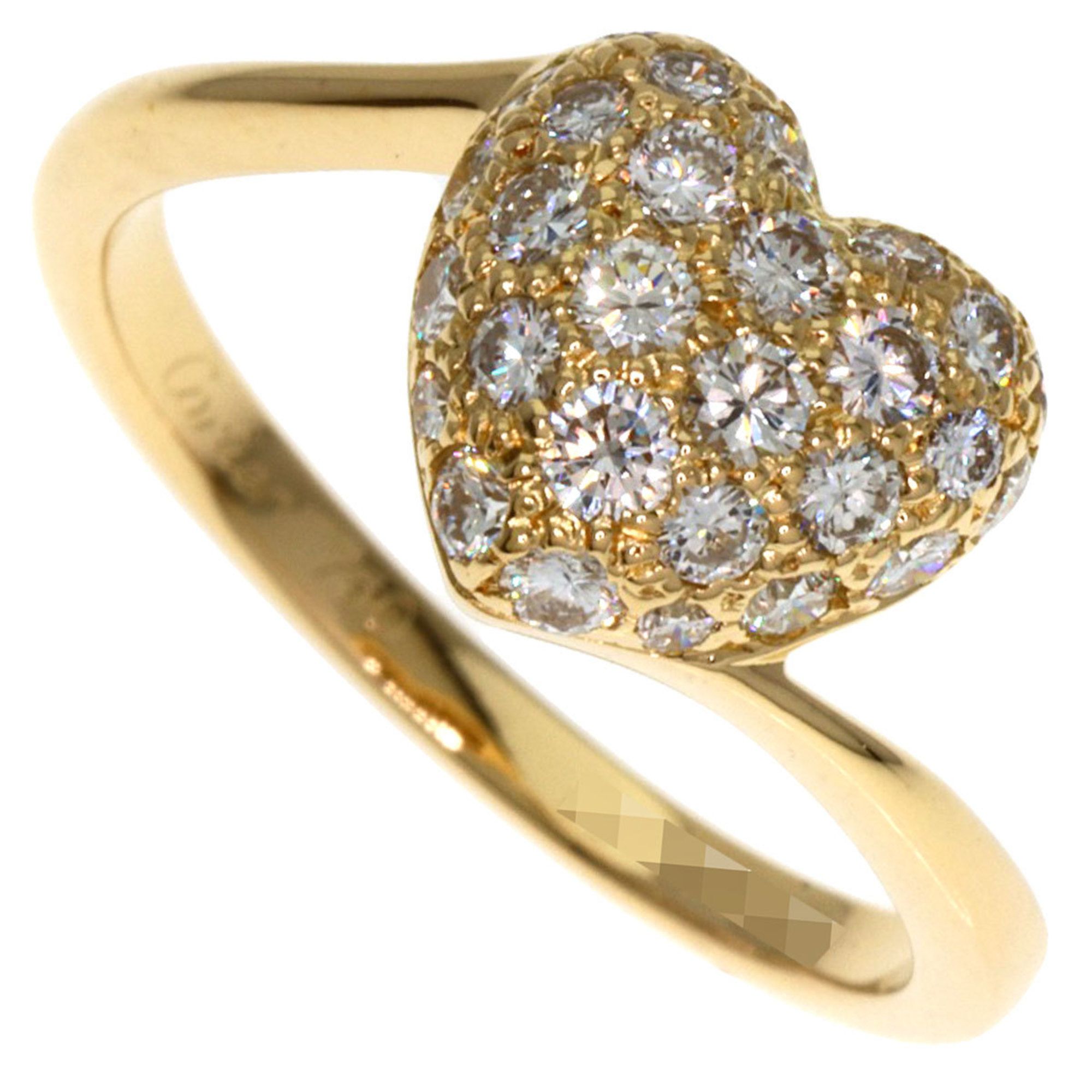 Cartier Heart Shape Ring with Diamonds #52, 18K Yellow Gold, Women's