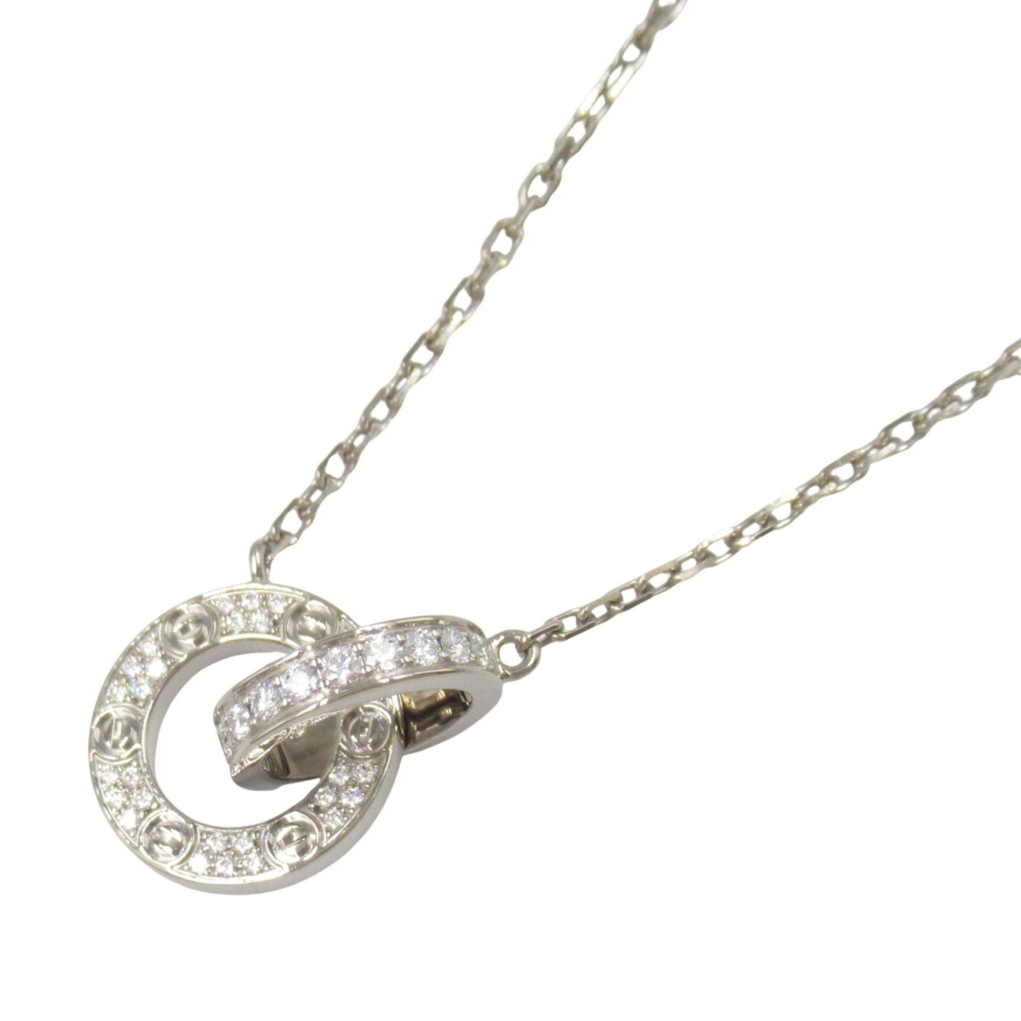 Cartier Baby Love Diamond Necklace in 18K White Gold (K18WG) with Clear Diamonds for Women