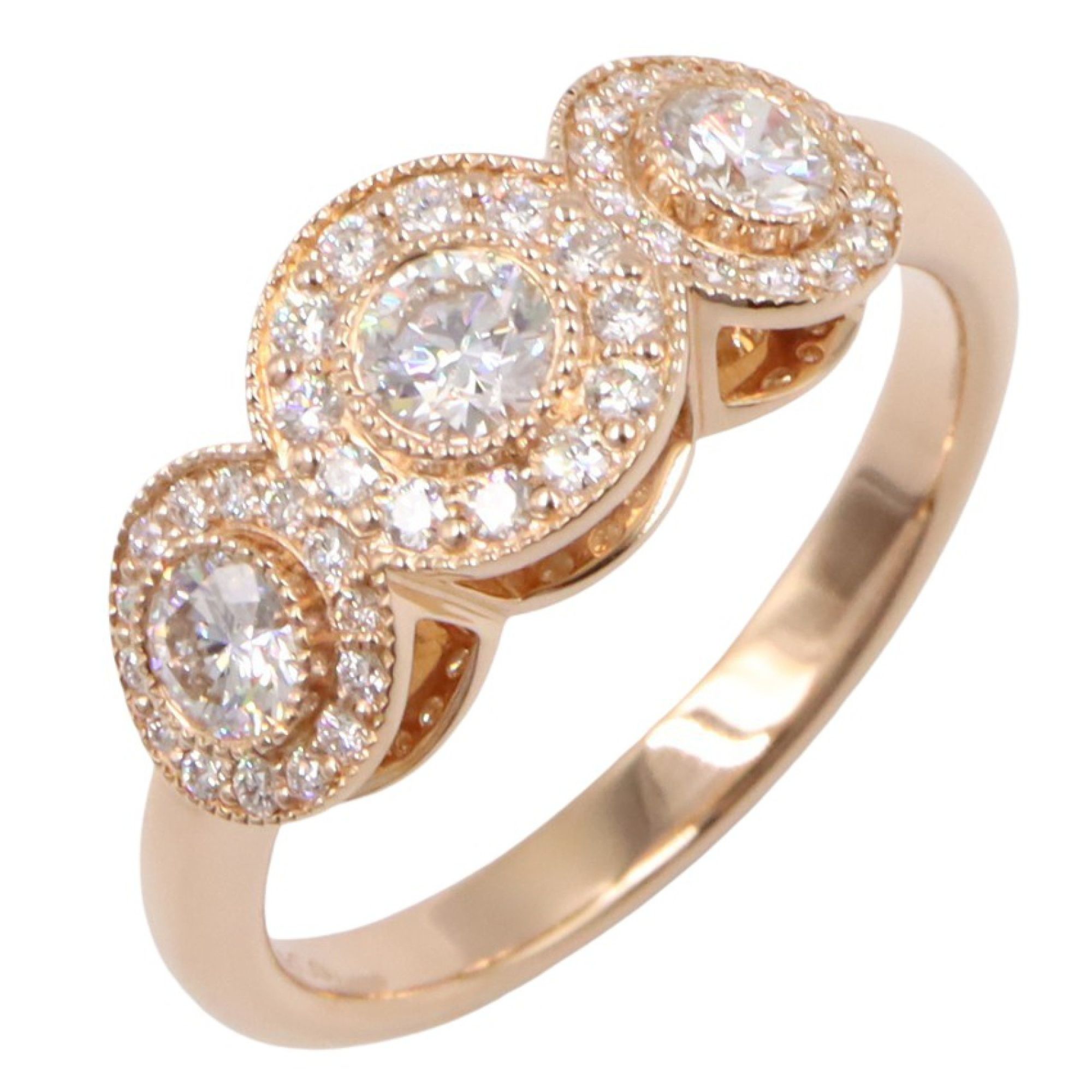 Tiffany & Co. Circlet Diamond Ring, 18K Pink Gold (K18PG) with Diamonds, Clear, for Women