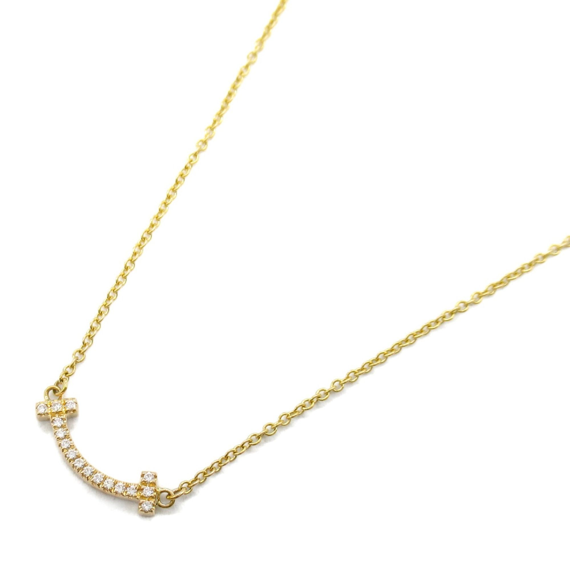 Tiffany & Co. T Smile Mini Diamond Necklace 18K (Yellow Gold) Ladies Clear