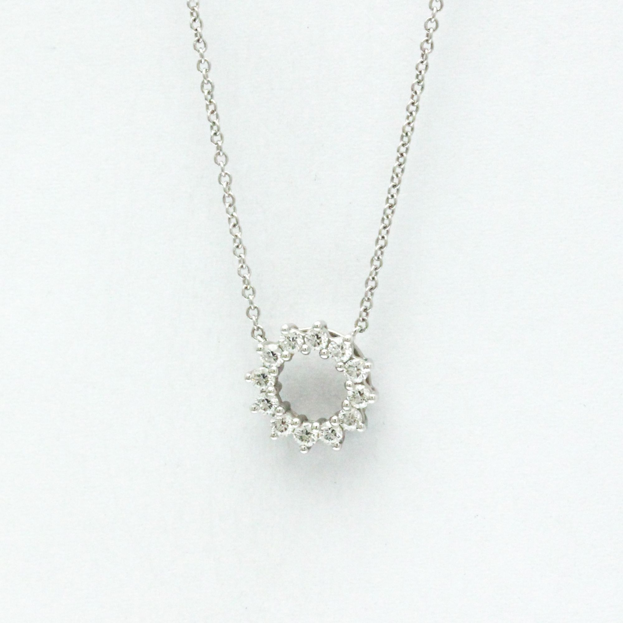 Tiffany Open Circle Necklace Mini Platinum Diamond Men,Women Fashion Pendant Necklace (Silver)