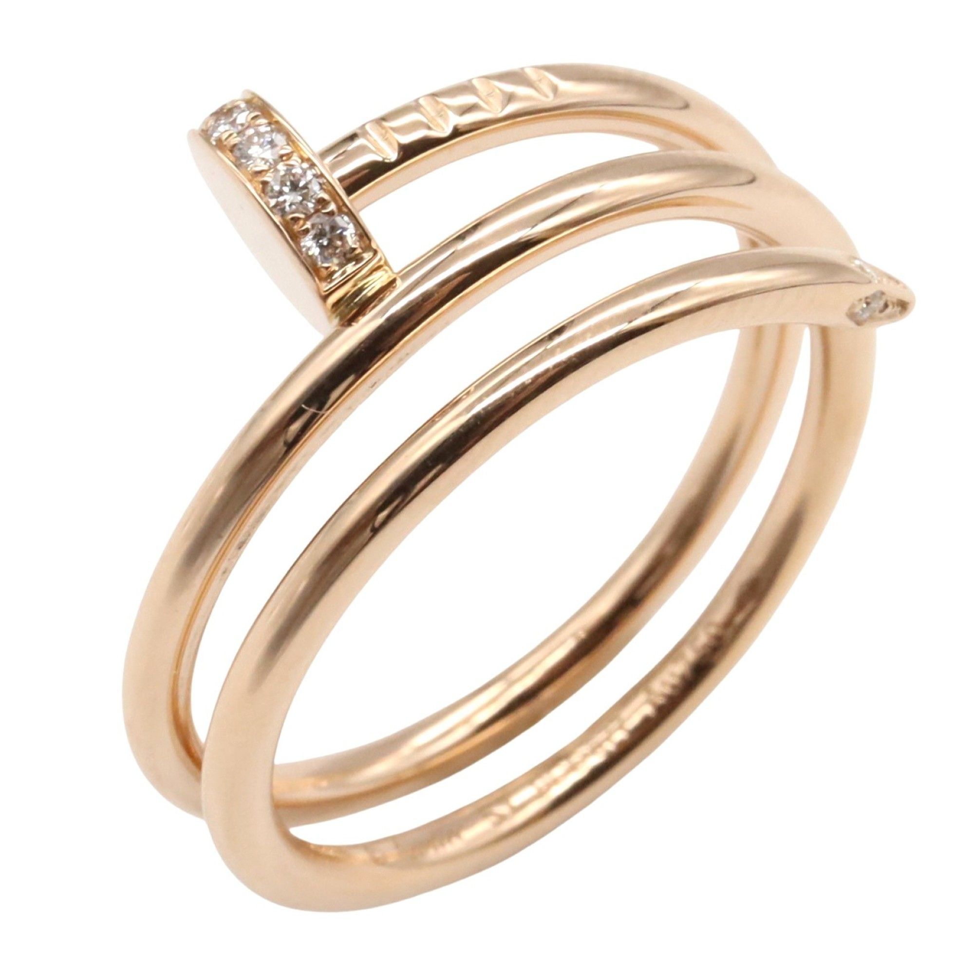 Cartier Juste un Clou diamond ring in 18K pink gold (KPG) with diamonds, clear.
