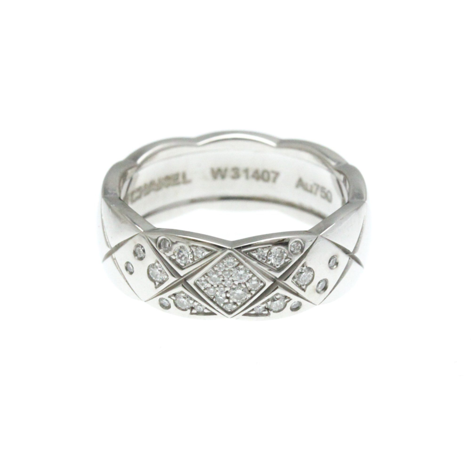 Chanel Coco Crush Diamond Ring Medium Size White Gold (18K) Fashion Diamond Band Ring Silver