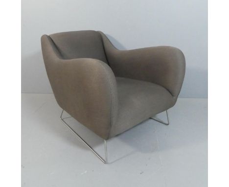 MATTHEW HILTON - A Baude lounge chair for SCP, the upholstered seat on steel sled base, with maker’s label. Current RRP ca. £