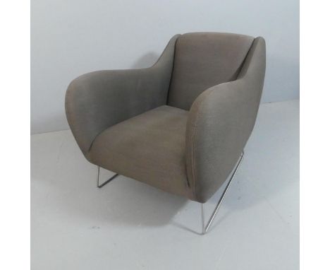 MATTHEW HILTON - A Baude lounge chair for SCP, the upholstered seat on steel sled base, with maker’s label. Current RRP ca. £