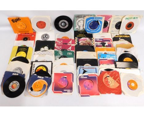 A quantity of vinyl singles including 1988 Stone Roses single 'Elephant Stone', The Boomtown Rats 'Rat Trap', Tubeway Army 'A