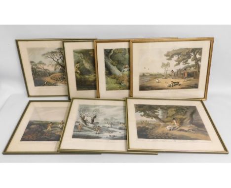 Seven hunting scene prints, published by Edward Orme 1806, each 22.5in x 18.25in inclusive