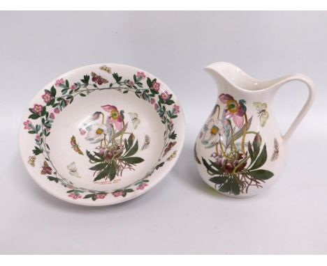 A Portmierion pottery Botanic Gardens wash basin &amp; jug. Jug measures 8.25in tall