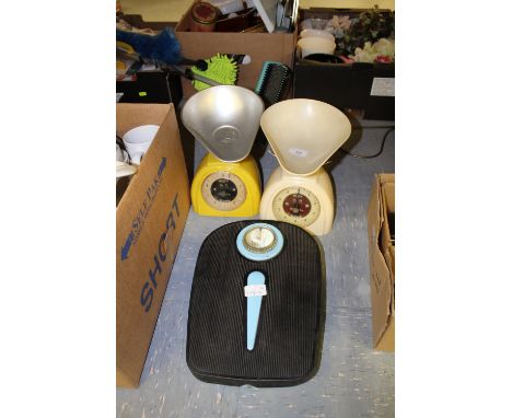 Three vintage scales and weights