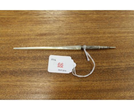 An Asprey plated and mother of pearl dip pen