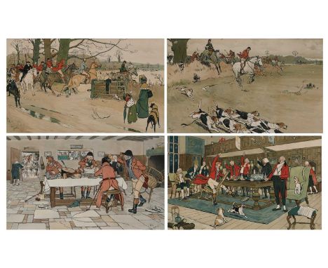 Cecil Aldin (1870-1935)  The Fallowfield Hunt comprising The Hunt Breakfast at the Three Pigeons; Breaking cover; Full Cry; A
