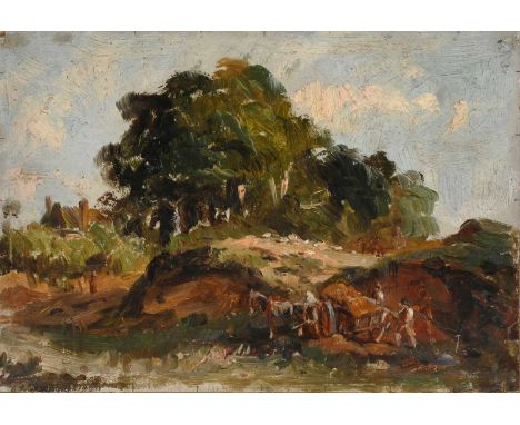John Constable RA (1776-1837) The Gravel Pits of Hampstead Oil on paper laid on board, c.1820-22 18.1 x 25.8cm; 7 x 10¼in  Pr