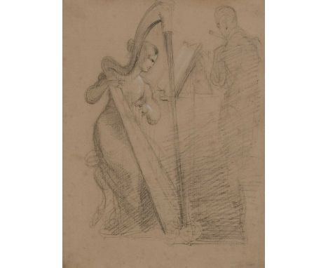 Sir George Hayter (1792-1871)Study of Mary Bridgeman at the harpWith artist's estate stamp NACHLASS/SIR GEORGE HAYTER (lower 