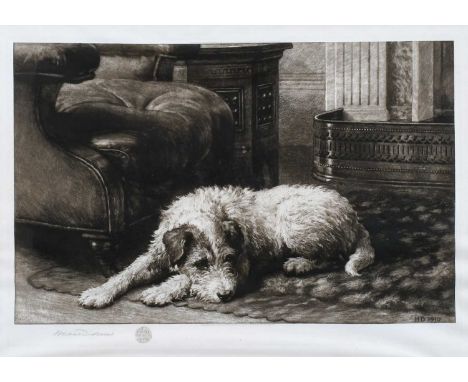 Herbert Dicksee RE (1862-1942)'Where's Master?' - The King's Wire Fox Terrier 'Caesar'Signed in pencil Herbert Dicksee (in pe
