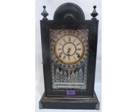 An American ebonised mantle clock. 17' high