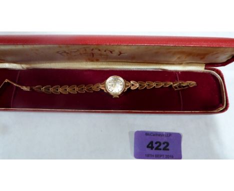 A 9ct Rotary lady's wristwatch with 9ct bracelet strap. Case and bracelet 8.5g approx