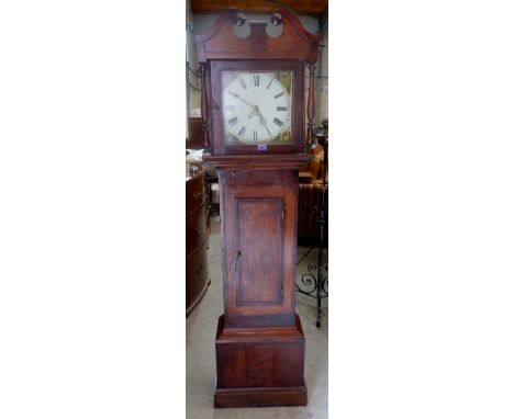 An early 19th century oak and mahogany 30hr longcase clock with painted dial. 76' high