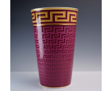 An opulent Versace for Rosenthal porcelain vase from the coveted Medusa Mezzo collection, standing an impressive 11.5"H. The 