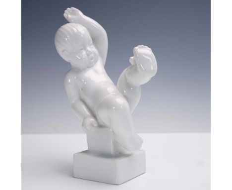 This charming Bing and Grondahl porcelain figurine, titled Frightened Child (Model 2232), was designed by sculptor Svend Lind