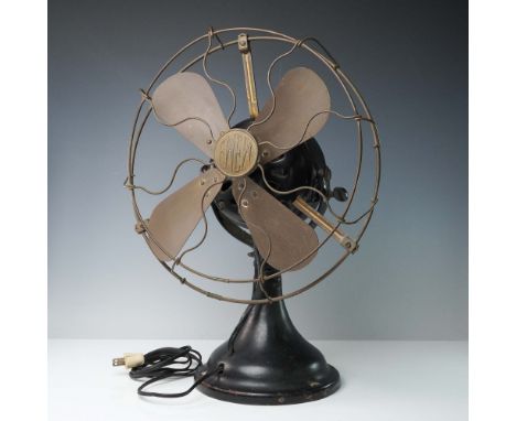 Early 20th-century alternating current electric fan manufactured by Fort Wayne Electric Works, Fort Wayne, Indiana, USA. Feat