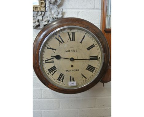 An Oakcase 12" dial wall clock Smith's Enfield Morse Watford on dial - Roman numerals to dial