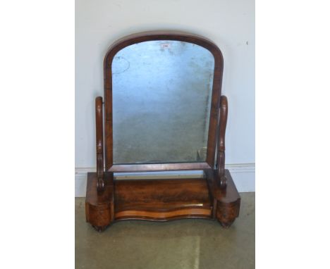 A flamed mahogany Victorian dressing mirror, mirror above two drawers and hinged lid trinket section - 65cm x 29cm x 80cm hig