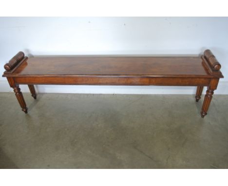 A long Victorian style window seat bench on turned reeded legs - Seat height 47cm x Length 176cm - made by a local craftsman 