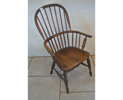 A 19th Century ash and elm stick back chair - there is worm damage mainly to the back - but a good colour