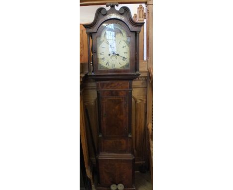 A 19th Century inlaid Mahogany longcase clock with moon roller by Hiul, Birmingham