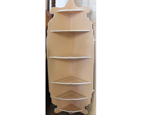 A painted Pine six tier corner shelf