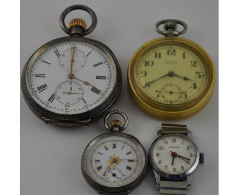 An early 20th century white metal case chronometer, the movement stamped Baume, the white enamel dial set oout in Roman and A