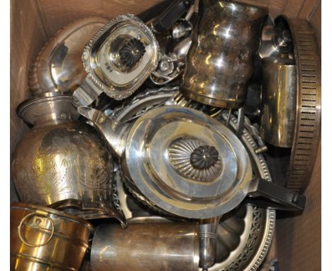 A quantity of electro-plate, including a four-piece tea and coffee service, various small oval gallery trays, flatware and su