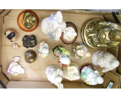 A mixed collection of ceramic and resin Buddha figures: (1 tray). 