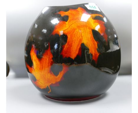 Large Poole pottery Forest Flame purse vase: height 25cm 