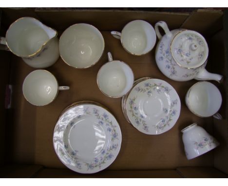 Duchess Tranquillity tea set: to include 6 cups, 5 saucers, 9 side plates, milk jug , sugar bowl and teapot 