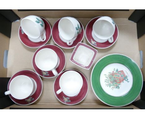 Wedgwood Sarah's garden tea ware: to include 6 x cups &amp; saucers, 6 x side plates and a small pot 