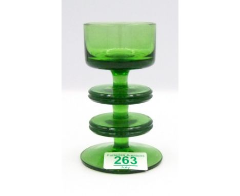 A Wedgwood British green glass 'Sheringham' candlestick holder: 