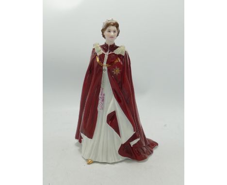 Royal Worcester figurine The Queen's 80th Birthday 2006: Dressed in robes of the order of British Empire 