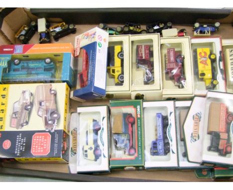 A collection of model toy cars to include Van Guards Whitbread service vans: Corgi commonwealth games bus, days gone by etc (