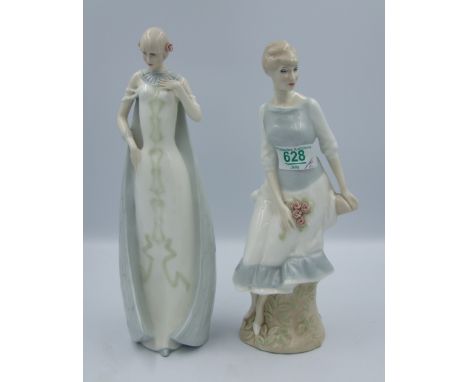 A pair of Royal Doulton Reflection's figures 'Debut HN3046' &amp; 'Rose Arbour HN3145' Both First Quality. 